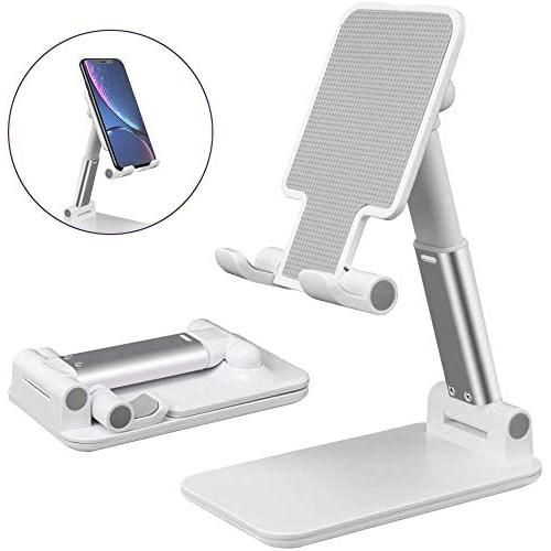 Cell Phone Stand, Adjustable Portable Desktop Stand, Foldable Phone Holder for Home Office Accessories Compatiable with All Mobile Phone/iPad/Kindle/Tablet (White)