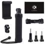 CamKix Stabilizing Hand Grip Compatible with GoPro Hero 8, 7, 6, 5, 4, 3+, 3 and DJI Osmo Action w/Dual Mount, Tripod Adapter and Universal Phone Holder - Record Videos with 2 Different Camera Angles