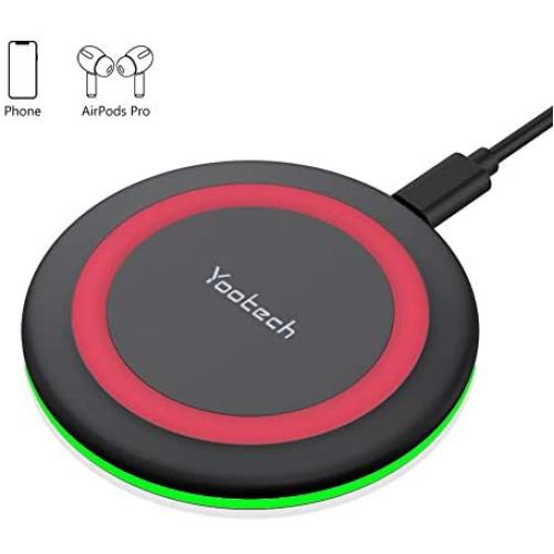 Yootech Wireless Charger,Qi-Certified 10W Max Fast Wireless Charging Pad Compatible with iPhone SE 2020/11/11 Pro/11 Pro Max/XR/XS/X/8,Samsung Galaxy S20/Note 10/S10/S9,AirPods Pro(No AC Adapter)