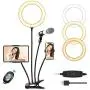 8 Selfie Ring Light with Cell Phone Holder Stand, KNGUVTH Dimmable LED Camera Ring Light with Tablet/Mic Holder and Flexible Arms for Live Stream/Makeup/YouTube/Facebook Compatible w/iPhone Android