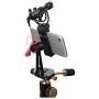 Phone Tripod Mount Adapter with Cold Shoe, Riqiorod Smartphone Tripod Holder Clip, Metal 360 degree Rotation Vertical Cell Phone Bracket Compatible with iPhone, Samsung Galaxy, Huawei, LG Google (C10)