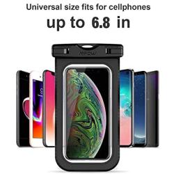 Mpow Universal Waterproof Case, IPX8 Waterproof Phone Pouch Dry Bag Compatible for iPhone 11/XS Max/XS/XR/X/8/8Plus/7/7Plus/6S/6 Galaxy S10/S9/S8 Note 10/9 Google Pixel HTC12 (Black+Black 2-Pack)