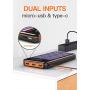 Solar Power Bank 25000mAh Portable Charger Battery High Capacity with Digital Display LCD Screen, 3 USB Output & 2 Input, Compatible Smartphone, Tablet and More
