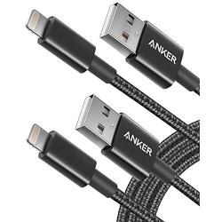 iPhone Charger, Anker 6ft Premium Nylon Lightning Cable [2-Pack], Apple MFi Certified for iPhone Chargers, iPhone SE/Xs/XS Max/XR/X / 8 Plus / 7/6 Plus, iPad Pro Air 2, and More(Black)