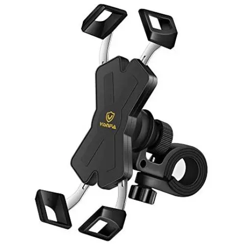 visnfa New Bike Phone Mount with Stainless Steel Clamp Arms Anti Shake and Stable 360° Rotation Bike Accessories/Bike Phone Holder for Any Smartphones GPS Other Devices Between 4 and 7 inches