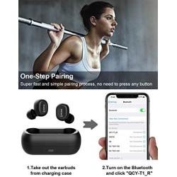 Wireless Earbuds, QCY Wireless Bluetooth Earbuds 5.0 3D Stereo Sound True Wireless Headphones with Built-in Microphone, Instant Pairing Earphones with Portable Charging Case for All Mobile Systems