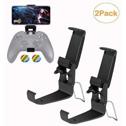 Foldable Mobile Phone Holder Clip for Xbox One Controller, Cellphone Clamp Mount Compatible with Xbox One S, Xbox One X, Steelseries Nimbus, iPhone/Samsung/Sony/LG/Huawei (Black 2-Pack)