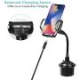 Car Cup Holder Phone Mount, Phone Holder for car 360 Degree Universal Adjustable Car Phone Mount Gooseneck Cup Holder Compatible for iPhone 11/XS Max/8/Plus/Galaxy/Huawei/All Smartphone