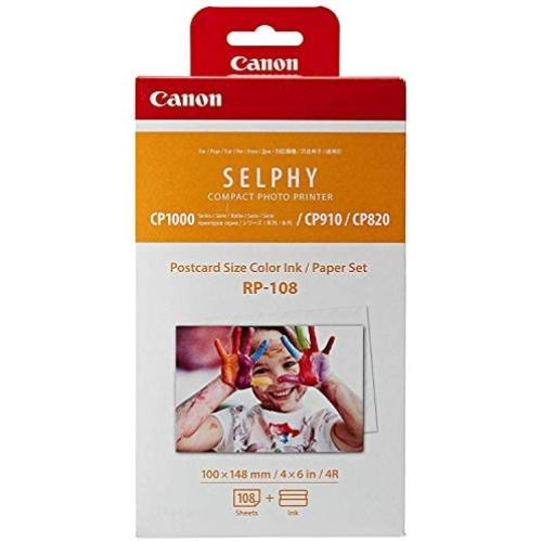 Canon RP-108 Color Ink/Paper Set, Compatible with Selphy CP910/CP820/CP1200/CP1300