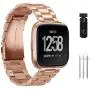 Jiarusig Compatible Fitbit Versa/Versa Lite Edition/Versa 2 Bands, Stainless Steel Versa Smartwatch Metal Band for Men Women Replacement Wristband
