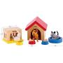 Family Pets Wooden Dollhouse Animal Set by Hape | Complete Your Wooden Dolls House with Happy Dog, Cat, Bunny Pet Set with Complimentary Houses and Food Bowls