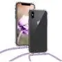 kwmobile Crossbody Case Compatible with Apple iPhone X - Clear Transparent TPU Cell Phone Cover with Neck Cord Lanyard Strap - Transparent/Light Blue