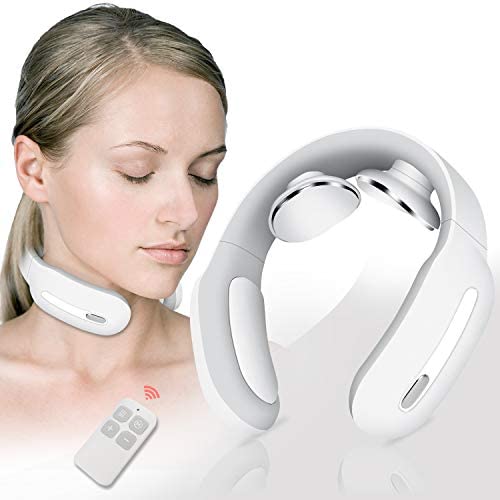 Intelligent Neck Massager, Portable Neck Massage with Heated Pulse Cordless Massage Equipment with 3 Modes 15 Speeds at Home Office Outdoor Travel Car Airplane, Gifts for Women Men Dad Mom