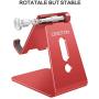 Adjustable Cell Phone Stand, OMOTON Desktop Cell Phone Stand Tablet Stand (Red)