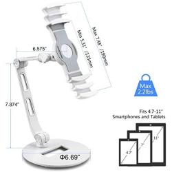 Suptek Aluminum Tablet Desk Stand for iPad, iPhone, Samsung, Asus and More 4.7-11 inch Devices, 360° Flexible Cell Phone Holder Mount, Good for Bed, Kitchen, Office (YF208DW)