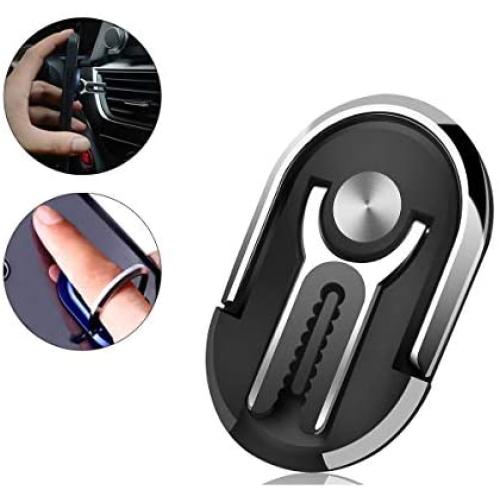 Cell Phone Ring Holder Stand, 3 in 1 MR. YLLS Universal Air Vent Car Phone Mount and Finger Grip Ring Kickstand, 360°Rotation & 90°Flip (Black)