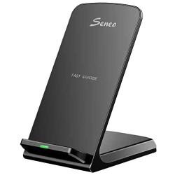 Seneo Wireless Charger, Qi Certified Wireless Charging Stand Compatible with iPhone 11/11 Pro Max/ XS Max/XR/XS/X/8/Plus, 10W for Galaxy S20/S10/S9/Note10/Note9, 5W for Other Qi Phones(No AC Adapter)