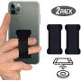 [2PC] WUOJI Finger Strap Phone Holder - Ultra Thin Anti-Slip Universal Cell Phone Grips Band Holder for Back of Phone（Black）