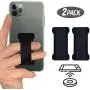 [2PC] WUOJI Finger Strap Phone Holder - Ultra Thin Anti-Slip Universal Cell Phone Grips Band Holder for Back of Phone（Black）