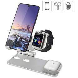 Cell Phone Stand and Watch Stand,Universal Desktop Stand Holder, Compatible with for for IPad, iPhone 6s 7 8 X Plus, Nintendo Switch (Silver-A)