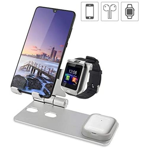 Cell Phone Stand and Watch Stand,Universal Desktop Stand Holder, Compatible with for for IPad, iPhone 6s 7 8 X Plus, Nintendo Switch (Silver-A)