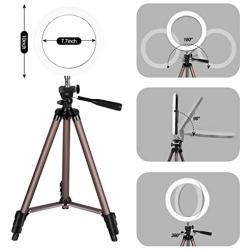 Emart 10-inch 10 Colors & 10 Brightness Levels RGB Selfie Ring Light with Adjustable Tripod Stand & Cell Phone Holder, Dimmable LED O Ring Light for Live Stream, YouTube Video, Makeup