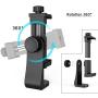 Universal Phone Tripod Mount Adapter with Bluetooth Camera Remote, Cell Phone Holder with Adjustable Clamp for Selfie Stick Monopod Compatible with iPhone, Samsung and so on, Wrist Strap Included