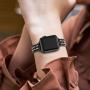 STIROLL Thin Replacement Band Compatible for Apple Watch 38mm 40mm 42mm 44mm, Stainless Steel Metal Wristband Women Men for iWatch 5/4/3/2/1 (Black+Rose Gold, 42mm/44mm)