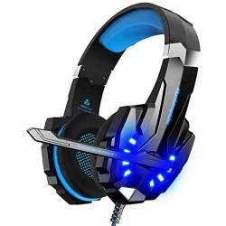 Noise Cancelling Stereo Gaming Headset Over Ear Headphones for PS4 PC Xbox One Controller Mobile Phone Laptop Mac Nintendo Switch Games with Mic LED Light Bass Surround Soft Memory Earmuffs