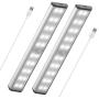 Stick-On Anywhere Portable Closet Lights Wireless 20 Led Under Cabinet Lighting Motion Sensor Activated Build in Rechargeable Battery Magnetic Little Safe Night Tap Light for Closet Cabinet (Silver)
