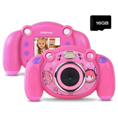 Campark Kids Camera,with 16GB Card Mini Child Camcorder with HD LCD Display for Girls Pink