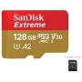 SanDisk 128GB Extreme microSDXC UHS-I Memory Card with Adapter - C10, U3, V30, 4K, A2, Micro SD - SDSQXA1-128G-GN6MA