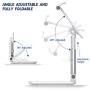 Kocuos Cell Phone Stand, Angle Height Adjustable Foldable Phone Holder Dock Cradle for Desk Compatible with iPhone 11 Pro Se Xs Xs Max Xr X 8 7 6 6s Plus, iPad Mini, All Smartphones (White)