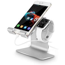 Tranesca 2-in-1 Charging Stand Compatible with Apple Watch 5/Apple Watch 4/Apple Watch 3/Apple Watch 2/Apple Watch 1(38mm/40mm/42mm/44mm) and iPhone/iPad (Sliver-Must Have Apple Watch Accessories)