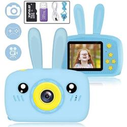 NuoYaRen Kids Camera for Girls Boys, 1080P FHD Digital Video Camcorder with 28 Funny Filters, Soft Silicone Cute Rabbit Shell for 3-14 Years Toddler Children Best Birthday Gift-Blue