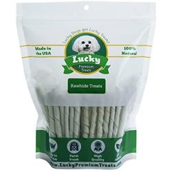 Rawhide Dog Treats for Small Dogs Made in The USA Only by Lucky Premium Treats
