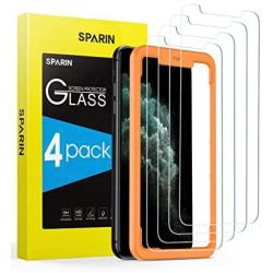 [4 Pack] Screen Protector for iPhone 11 Pro/iPhone Xs/iPhone X, SPARIN Tempered Glass Screen Protector for iPhone 11 Pro 2019 (5.8 Inch) - Alignment Frame/Highly Responsive