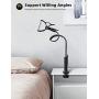 Phone Holder Bed Gooseneck Mount - Lamicall Flexible Arm 360 Mount Clip Bracket Clamp Stand for Cell Phone 11 Pro XS Max XR X 8 7 6 Plus 5 4, Galaxy S10 S9 S8 S7 S6, Overall Length 33.4In(Black)