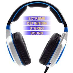 Stereo Gaming Headset AH28 , Noise Reduction lsolation With Microphone Volume Control, Bass Surround, Suitable For Nintendo Switch / Xbox One / PS4 / PC / Laptop / Smartphone / Tablet (White Blue)