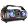 Bluetooth Speakers, 30W Portable Bluetooth Boombox with Subwoofer, FM Radio, RGB Colorful Lights, EQ, Stereo Sound, Booming Bass, 10H Playtime Wireless Outdoor Speaker for Home, Party, Camping, Travel