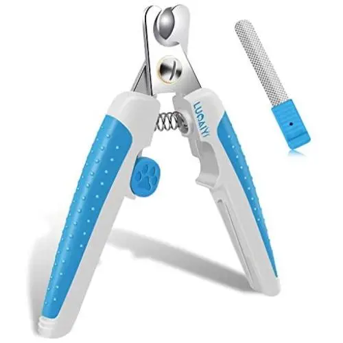 LUOAIYI Dog & Cat Nail Clippers and Trimmers, Professional Pet Grooming Tools with Safety Guard, Bonus Nail File, Razor Sharp Blades, and Safe Lock Switch for Large & Small Animals