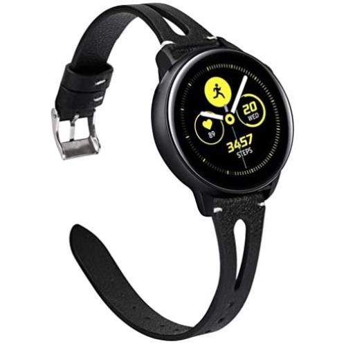 Sankel Compatible for Samsung Galaxy Watch 3 41mm/Active 2 40mm & 44mm Bands,Women Genuine Leather Wristband Replacement for Galaxy Watch Active/Active 2,Galaxy Watch 42mm,Garmin Vivoactive 3 (Black)