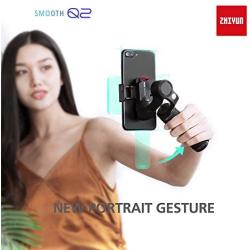 Zhiyun Smooth-Q2 3 Axis Handheld Gimbal for Smartphone, Small Pocket Size 260g Max. Payload 360 Degree Rotation IOS & Android Supported Quick Release 17h Running Time, /W Cold Shoe Mount Bracket-Black