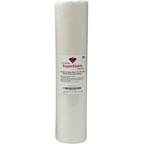 Invisible Mesh Stabilizer White 1.5 oz 14.5 inch x 25 Yard Roll. SuperStable Embroidery Stabilizer Backing