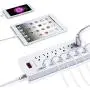 HITRENDS Surge Protector Power Strip 6 Outlets with 6 USB Charging Ports, USB Extension Cord, 1625W/13A Multiplug for Multiple Devices Smartphone Tablet Laptop Computer (6ft, White & Black) HITRENDS Surge Protector Power Strip 6 Outlets with 6 USB Charging Ports, USB Extension Cord, 1625W/13A Multiplug for Multiple Devices Smartphone Tablet Laptop Computer (6ft, White & Black)