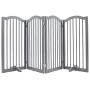 unipaws Wooden Dog Gate with 2pcs Support Feet, Freestanding Pet Gate for Doorway Stairs, Decorative Indoor Dog Barrier with Arched Top, Gray
