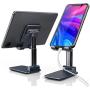 YML Adjustable Cell Phone Stand, Foldable Tablet Stand Portable Phone Holder for Desk Compatible with iPhone 11 Pro XS Max XR X Samsung Galaxy S10 S9&Tablets,Dark Blue …
