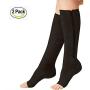 (2 Pairs)Compression Medical Zip Socks15-20mmHg Zipper Leg Support Unisex Open Toe Knee