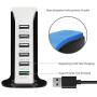 Quick Charge 3.0 USB Wall Charger 6 Ports QC 3.0 Desktop USB Hub Charging Station,Travel Charger Fast Charging Compatible with Phones,Tablets,Smartphones and More（Black+White）