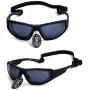 Peicees 2 Pack UV400 Sunglasses Cycling Motorcross Motorcycle Scooter Helmet Ski Goggles with Adjustable Elastic Strap, Sports Outdoor Running Golf Bicycle Mountain Bike Skiing